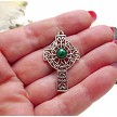 Sterling Silver Filigree Celtic Cross Pendant with Gemstone 