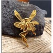 Large Gold Plated Victorian Fairy Pendant 
