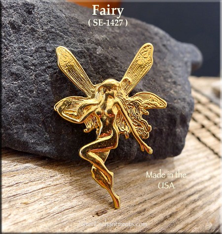 Large Gold Plated Victorian Fairy Pendant 