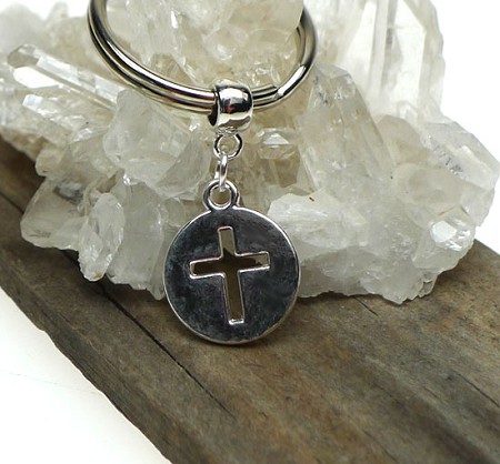Silver Cross Key Ring 