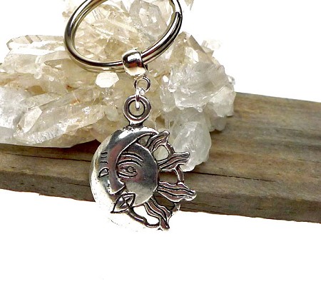Silver Sun and Moon Key Ring 