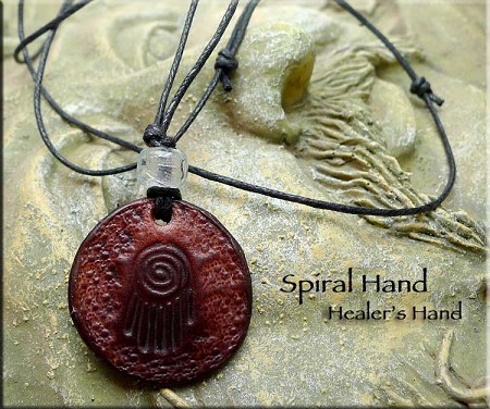 Leather Necklace - Spiral Hand 