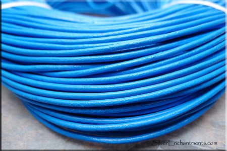 Blue Leather Cord - Genuine Cowhide Leather 