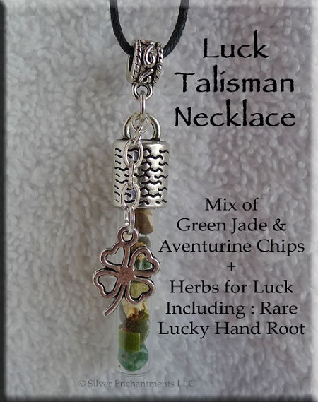LUCK TALISMAN Necklace with Lucky Hand Root and Gemstones 