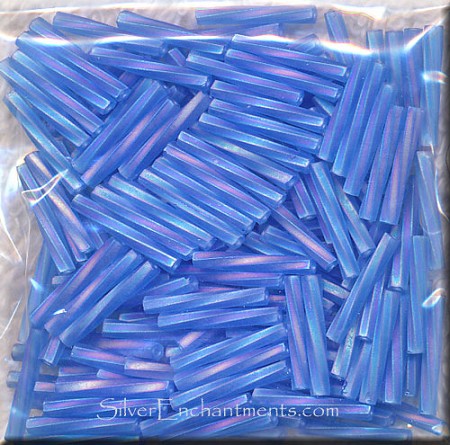 Matte Sapphire AB 12mm Miyuki Twisted Bugle Beads 