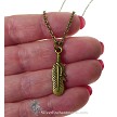 Antique Brass Feather Charm Necklace 