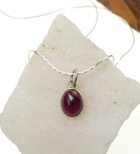Garnet Necklace, Sterling Silver 