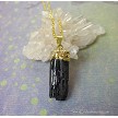 Gold Dipped Black Tourmaline Necklace 