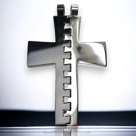 2-pc Cross Pendant Stainless Steel Set 