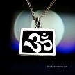 Silver Plated Om Pendant Rectangular Raised Om Plaque 