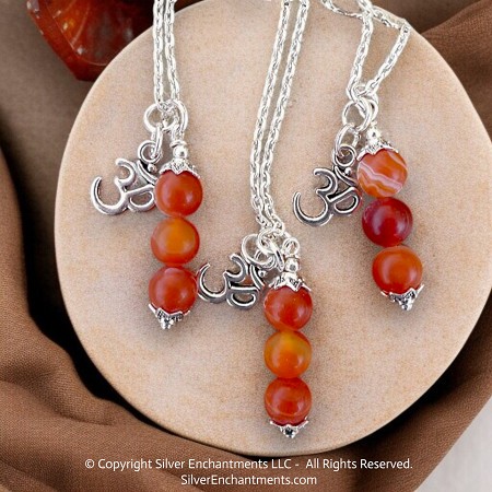 Carnelian Om Symbol Necklace 