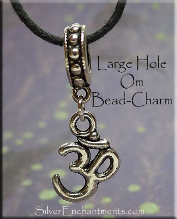 Om Large Hole Dangle Bracelet Charm or Necklace Pendant 