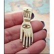 Carved Bone Evil Eye Warding Hand Talisman Pendant 