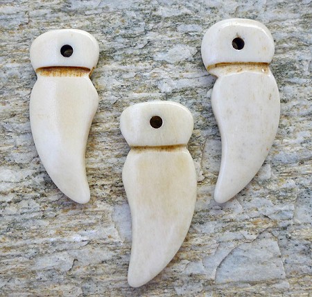 Carved Bone Dagger Tooth Pendant 