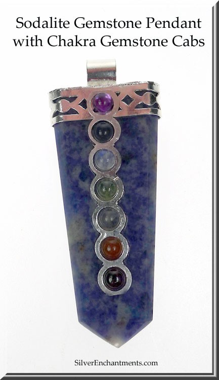 Sodalite Gemstone Pendant with Chakra Gemstones 