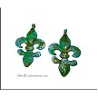 Hammered Bailed Fleur d'Lis Pendant, Triple Verdigris Patina 