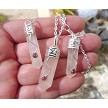 Rose Quartz Wand Pendant Necklace with Garnet 