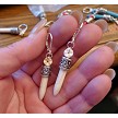 Boho Gemstone Spike Earrings, White 
