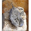 Wire-Wrapped Silver-Gray Druzy Chalcedony Rose Pendant 