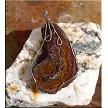 Wire-Wrapped Gold-Purple Druzy Chalcedony Rose Pendant 