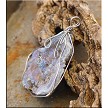 Wire-Wrapped Sparkling Silver-Grey Druzy Chalcedony Rose Pendant 