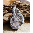 Wire-Wrapped Sparkling Silver-Grey Druzy Chalcedony Rose Pendant 