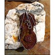 Wire Wrapped Sparkling Gold-Purple Druzy Chalcedony Rose Pendant 
