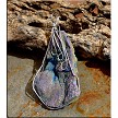 Wire Wrapped Sparkling Volcano Multicolor Druzy Chalcedony Rose Pendant 