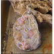 Wire Wrapped Sugared Druzy Chalcedony Rose Pendant 