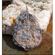 Wire Wrapped Sparkling Druzy Chalcedony Rose Pendant 