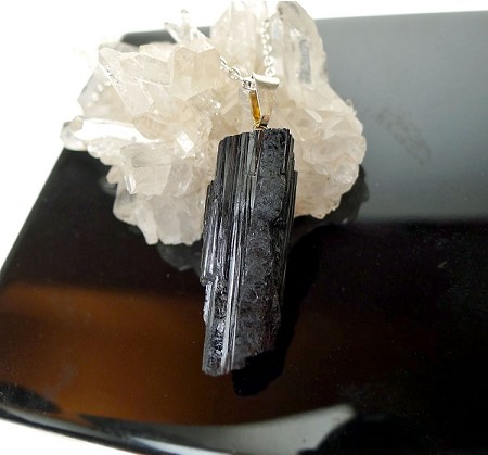 Black Tourmaline Gemstone Pendant 