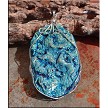 Wire Wrapped Sparkling Blue Druzy Chalcedony Rose Pendant 