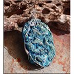 Wire Wrapped Sparkling Blue Druzy Chalcedony Rose Pendant 