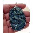Wire Wrapped Sparkling Blue Druzy Chalcedony Rose Pendant 