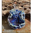 Wire Wrapped Sparkling Blue Druzy Chalcedony Rose Pendant 