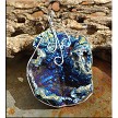 Wire Wrapped Sparkling Blue Druzy Chalcedony Rose Pendant 