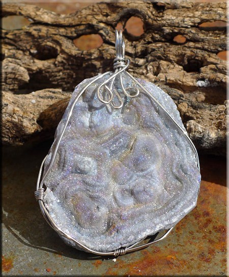 Wrapped Large Sparkling Chalcedony Rose 61x43mm 