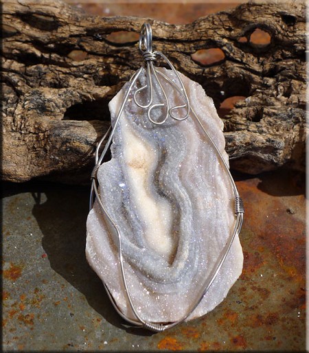 Wrapped Large Sparkling Chalcedony Rose 78x37mm 