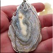 Wire Wrapped Sparkling Chalcedony Druzy Pendant 