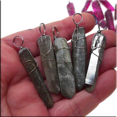 Wrapped Silver Grey Aura Crystal 