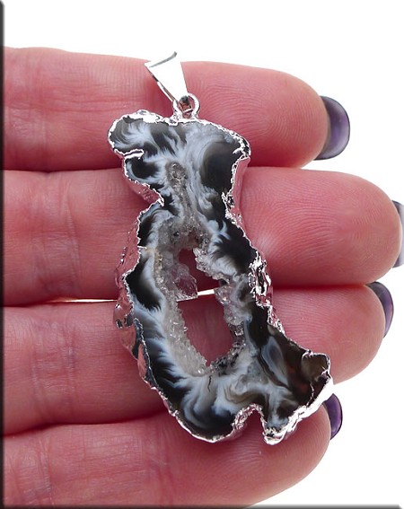 Geode Druzy Agate Slice Pendant 