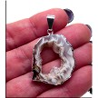Geode Druzy Agate Slice Pendant 