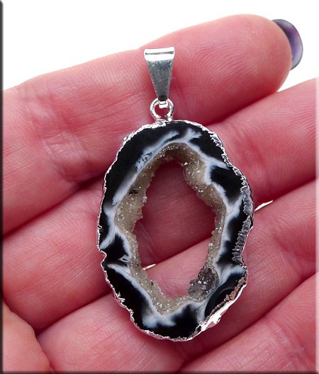 Geode Druzy Agate Slice Pendant 