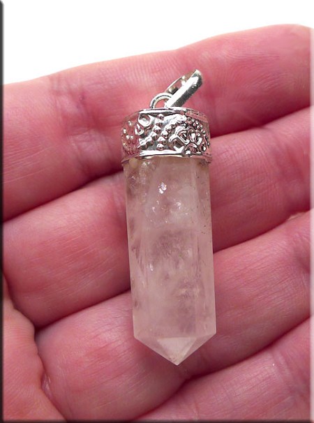 Rose Quartz Point Pendant, 34x12mm 