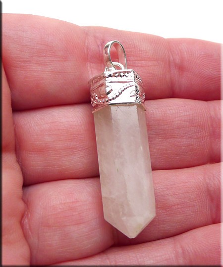 Rose Quartz Point Pendant, 32x11mm 