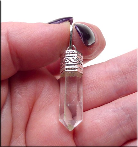 Quartz Crystal Point Pendant, 30x8.5mm 
