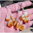 Triple Citrine Point Necklace - Dangling Rough Citrine Crystals for Crystal Healing 