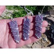 Lepidolite Wand Necklace, Spiral Wrapped Lepidolite Obelisk 