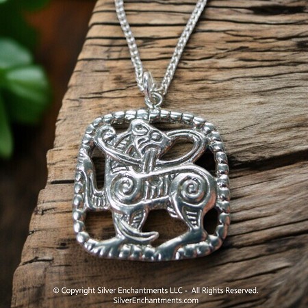 Sterling Silver Celtic Cat Pendant 