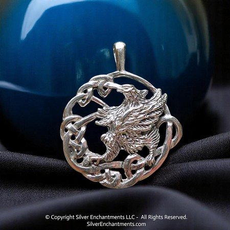 Bailed Sterling Silver Celtic Gryphon Pendant 